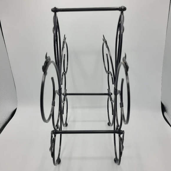 Black Metal Wine Rack Bottle Holder Fluer de Lis Countertop Tabletop Wine Rack - Picture 9 of 12